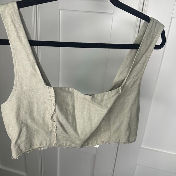 NWT Topshop linen crop green size 8 (v1) - Picture 1 of 5